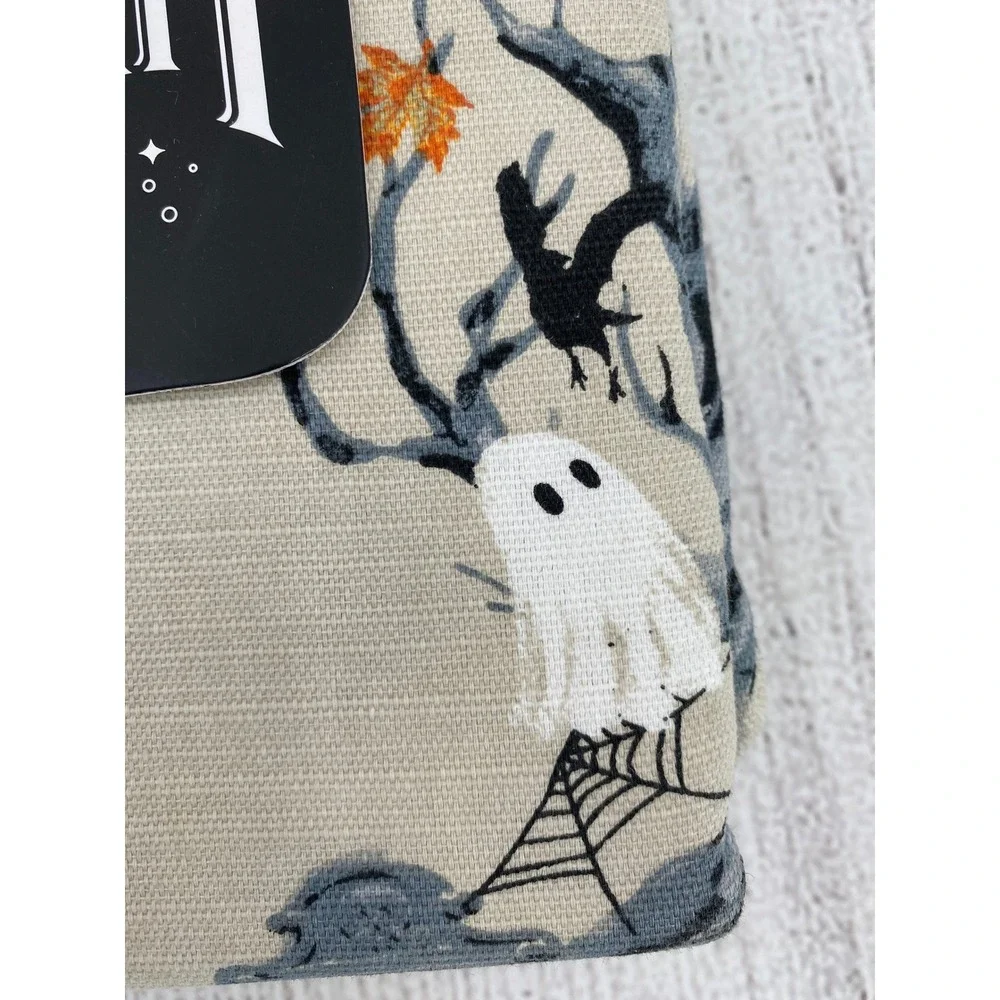 Lunaville Tablecloth Halloween 60x102 Tan Ghost Cat Pumpkin Oblong Fall Autumn
